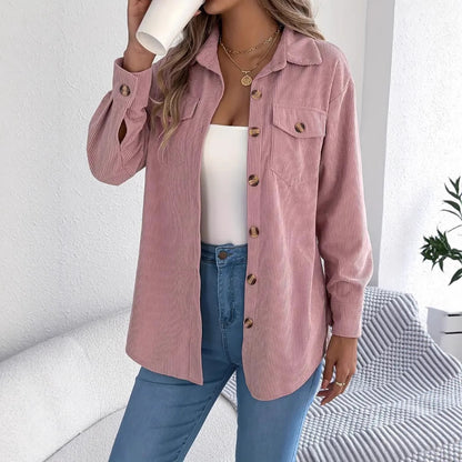 Women's Corduroy Shacket Oversized Button Down Shirt