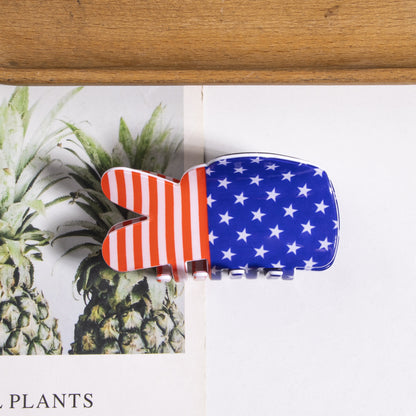4th of July American Flag Hair Claw Clip USA