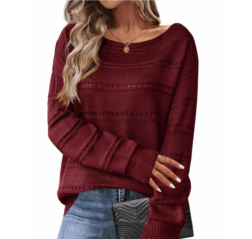 Women's Oversized Drop Shoulder Crochet Sweater