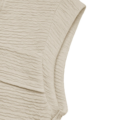Asymmetrical V Neck Textured Cap Sleeve Top