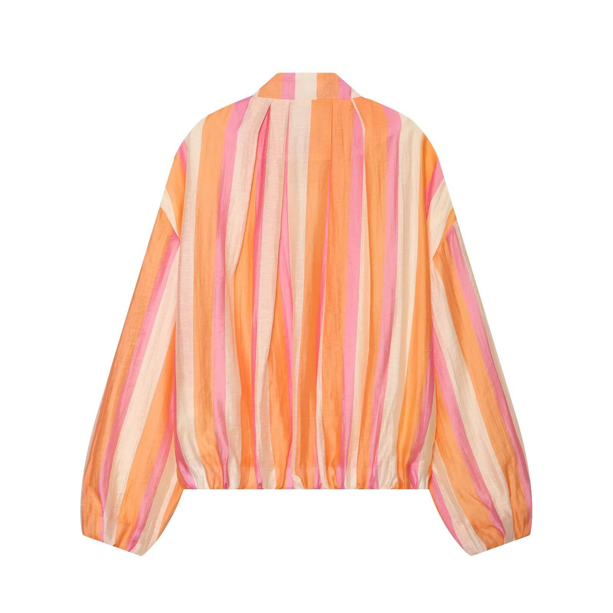 Women's Striped Bomber Jacket Zip Up Stand Collar