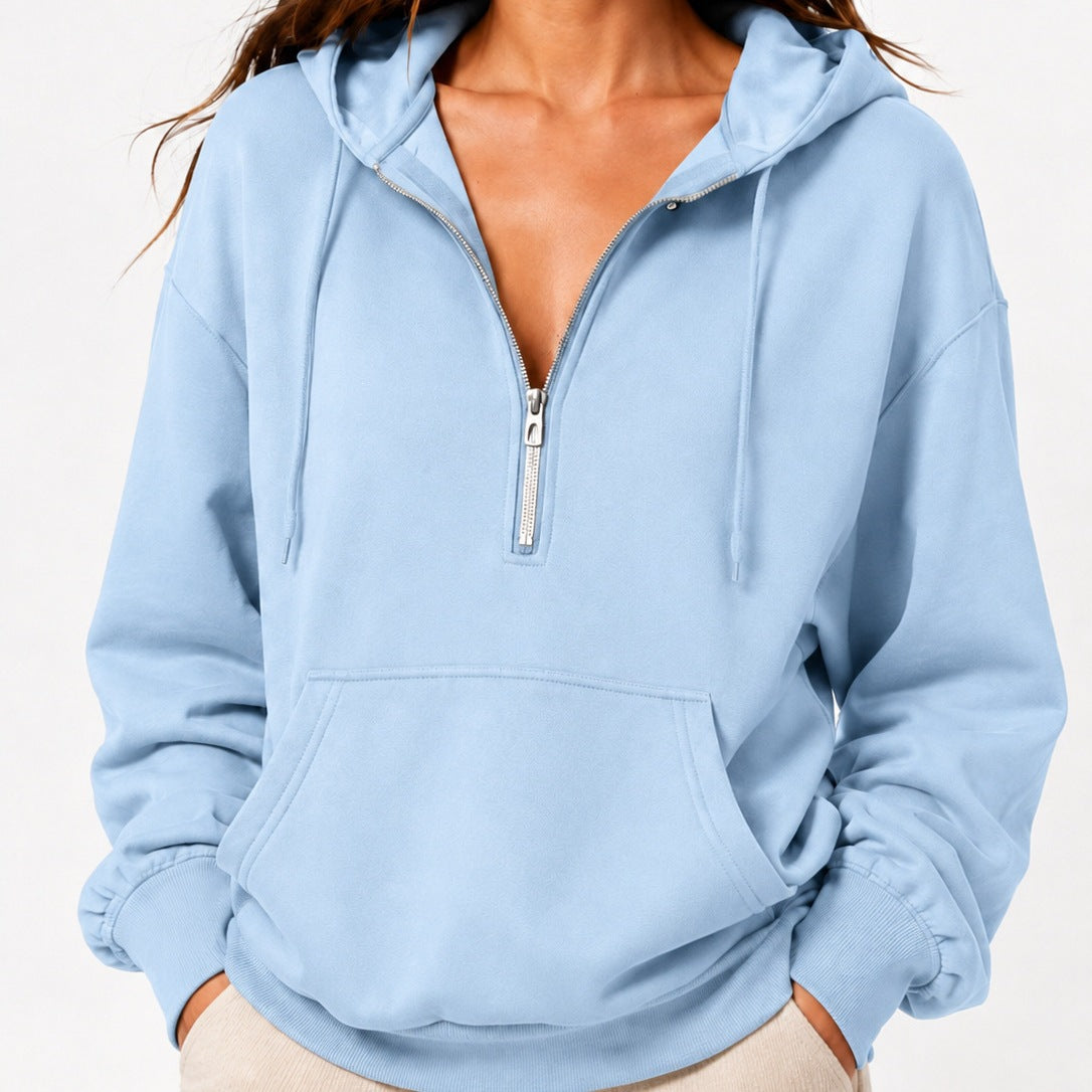 Women's Oversized Half Zip Hoodie Pullover Sweatshirt