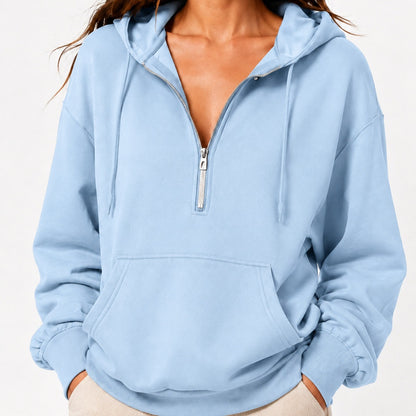 Women's Oversized Half Zip Hoodie Pullover Sweatshirt