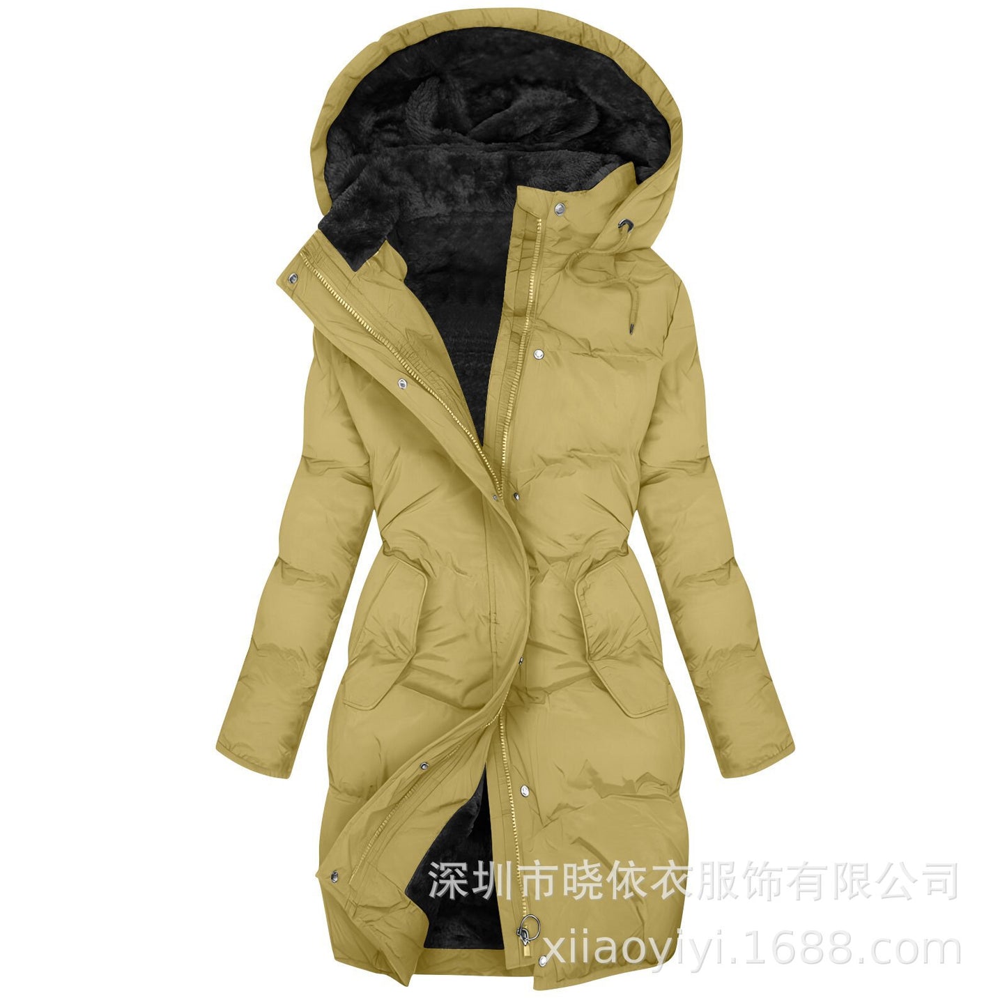 Women's Long Hooded Fur Trim Puffer Coat