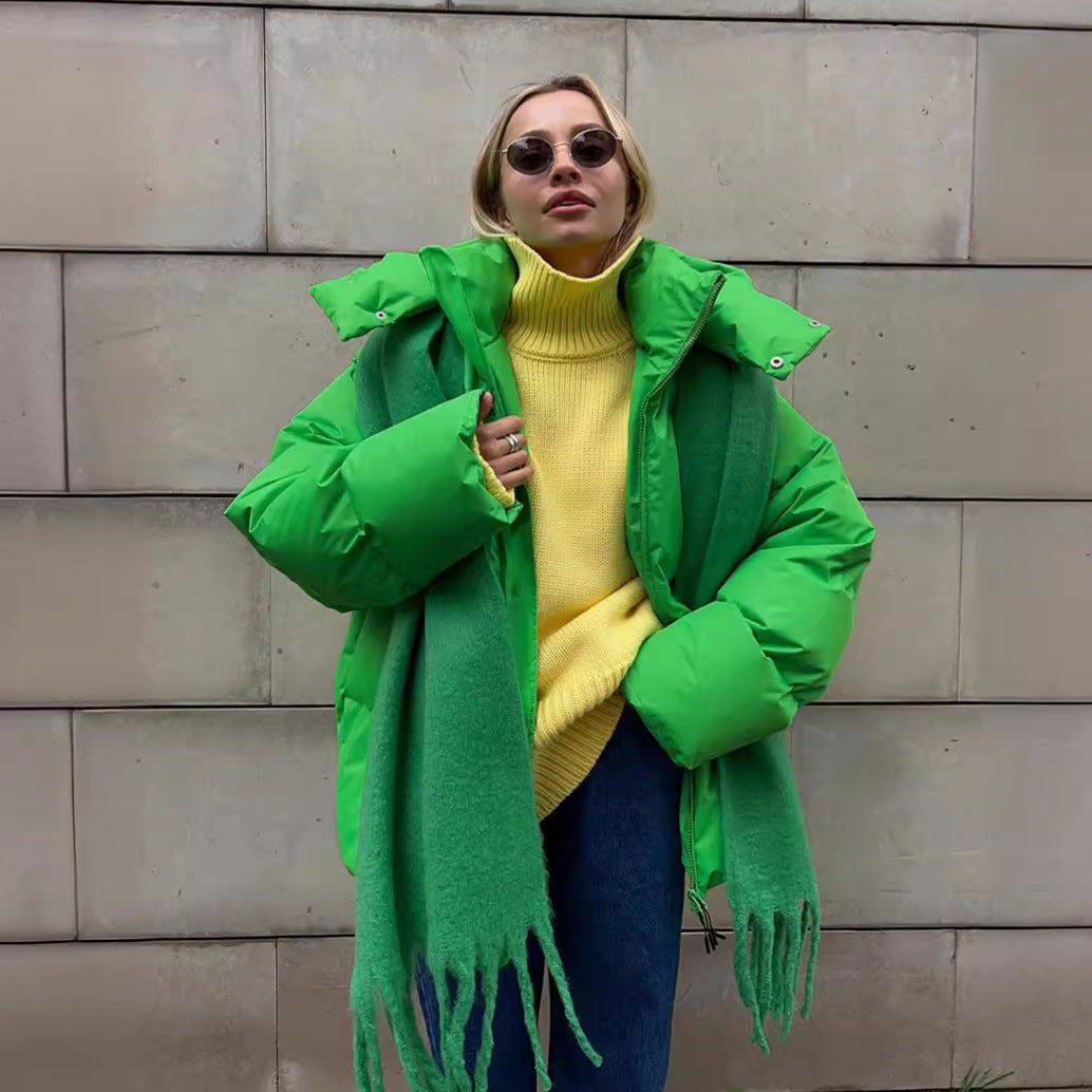 Women's Oversized Cropped Puffer Jacket Thick Winter Coat