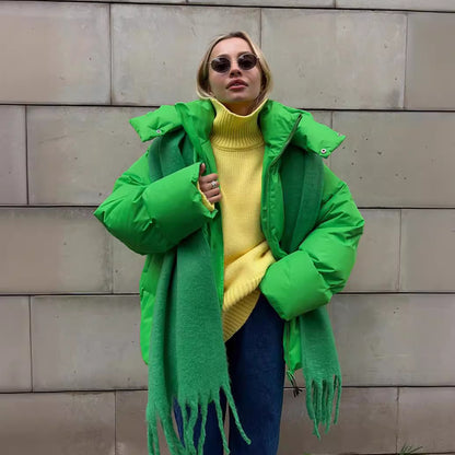 Women's Oversized Cropped Puffer Jacket Thick Winter Coat