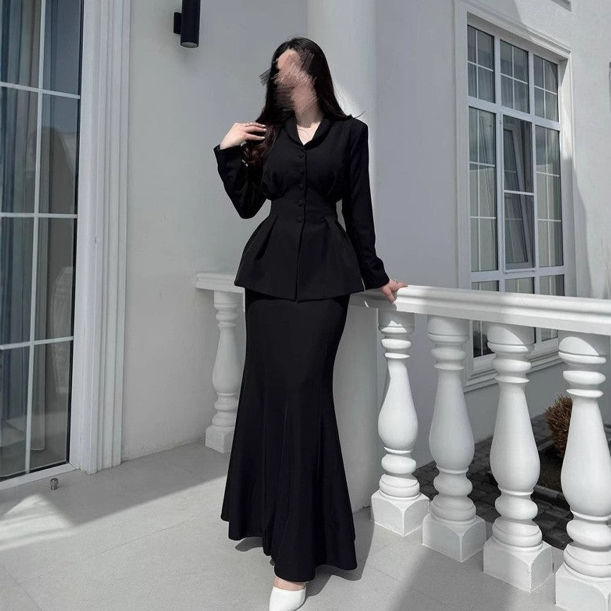 Women's 2 Piece Blazer Maxi Skirt Set Workwear