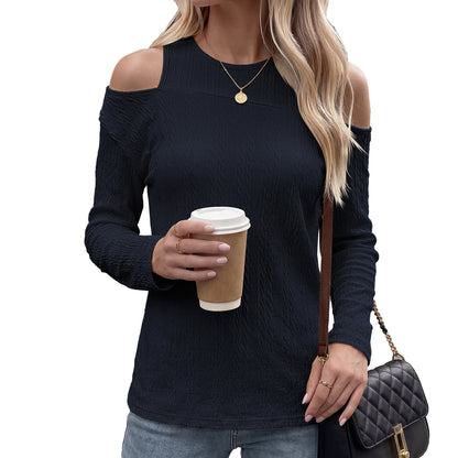 Women's Cold Shoulder Long Sleeve Tunic Top Loose Casual