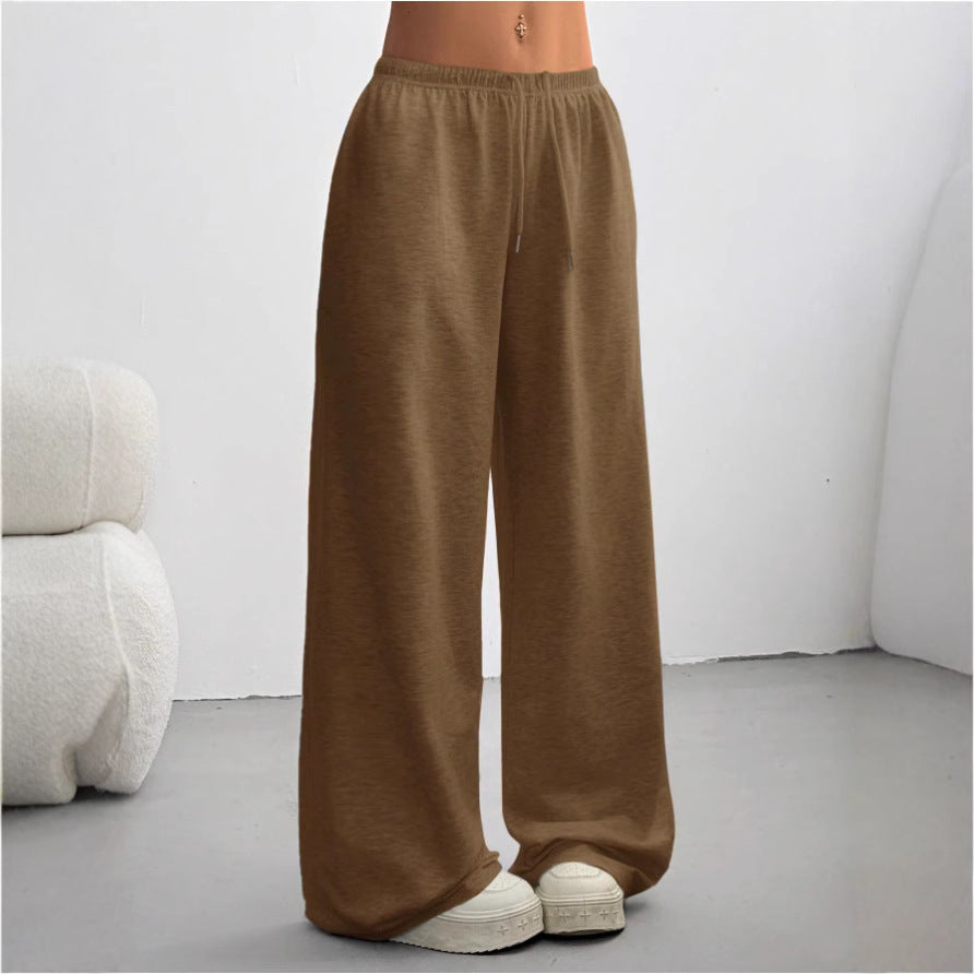 Drawstring Wide Leg Pants Elastic Waist Relaxed Fit