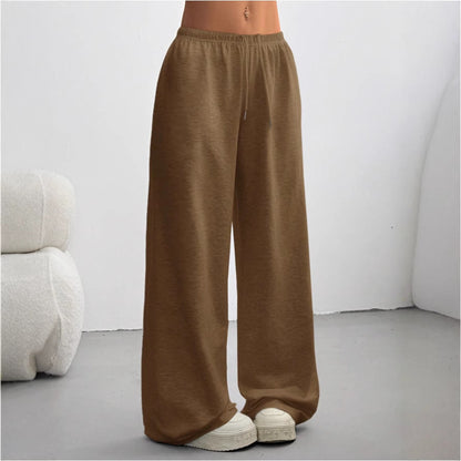 Drawstring Wide Leg Pants Elastic Waist Relaxed Fit