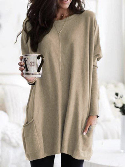 Women's Oversized Long Sleeve Pocket Tunic S-5XL