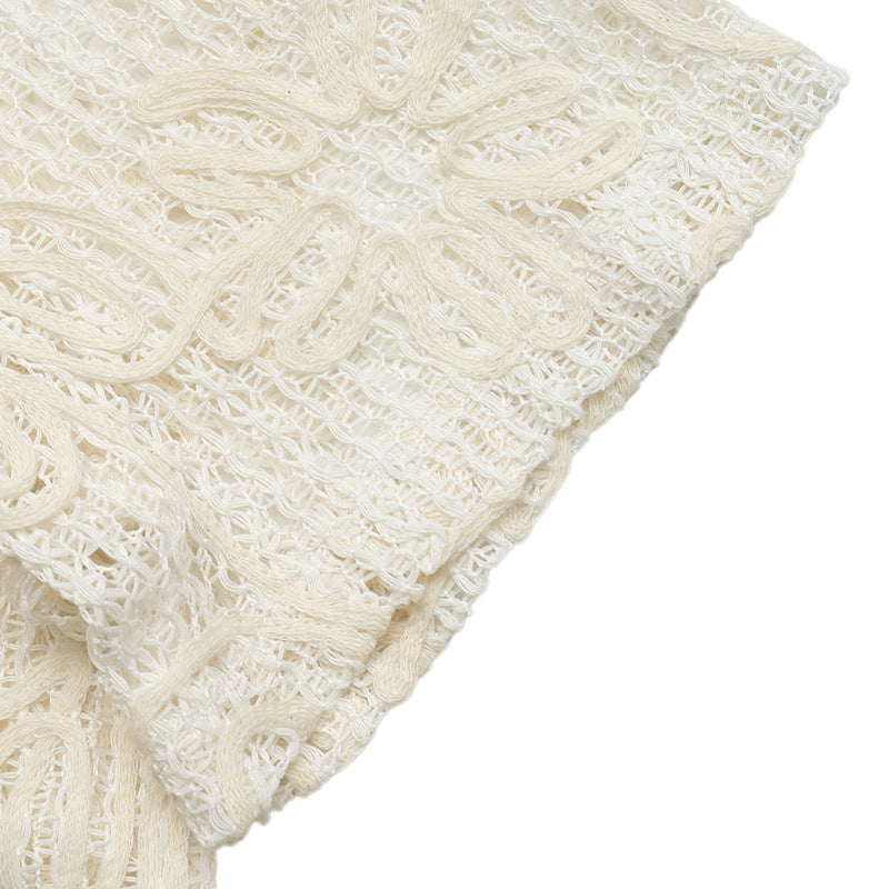 Women's Boho Tie Front V-Neck Short Sleeve Lace Cardigan