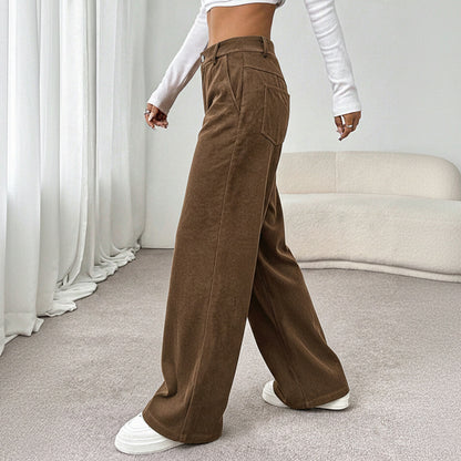High Waist Corduroy Wide Leg Trouser Pants
