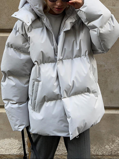 Women's Oversized Cropped Puffer Jacket Thick Winter Coat
