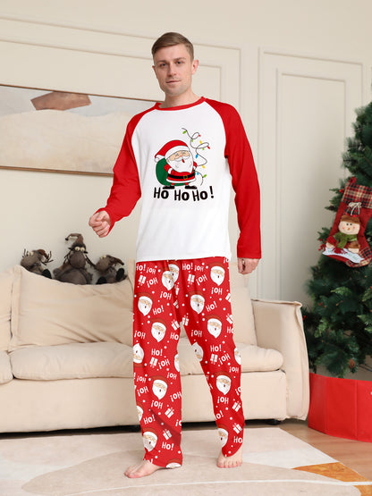 Santa Alphabet Cartoon Parent-Child Printed Christmas Pajamas