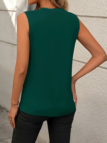 Burgundy Sleeveless Top Crew Neck Minimal Chic Tank
