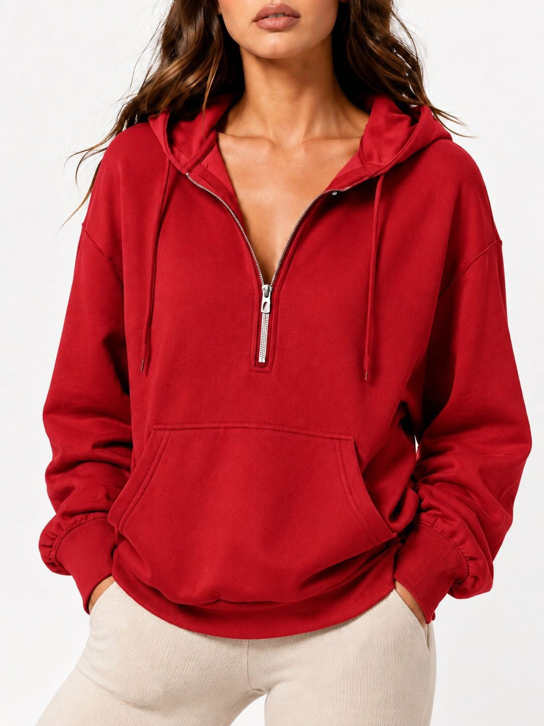 Women's Oversized Half Zip Hoodie Pullover Sweatshirt