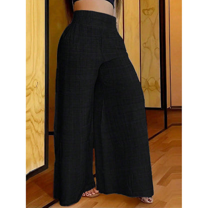 High Waist Linen Look Wide Leg Resort Pants