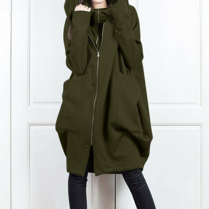 Women's Oversized Zip Hoodie Jacket Long Sleeve Pockets