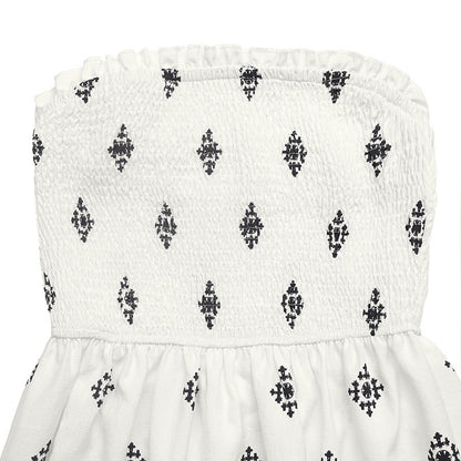 Spring/Summer New Ethnic Smocked Strapless Dress
