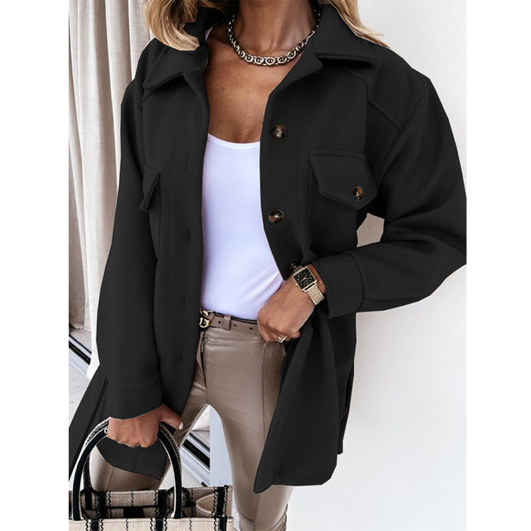 Women's Belted Wool Blend Shacket Jacket