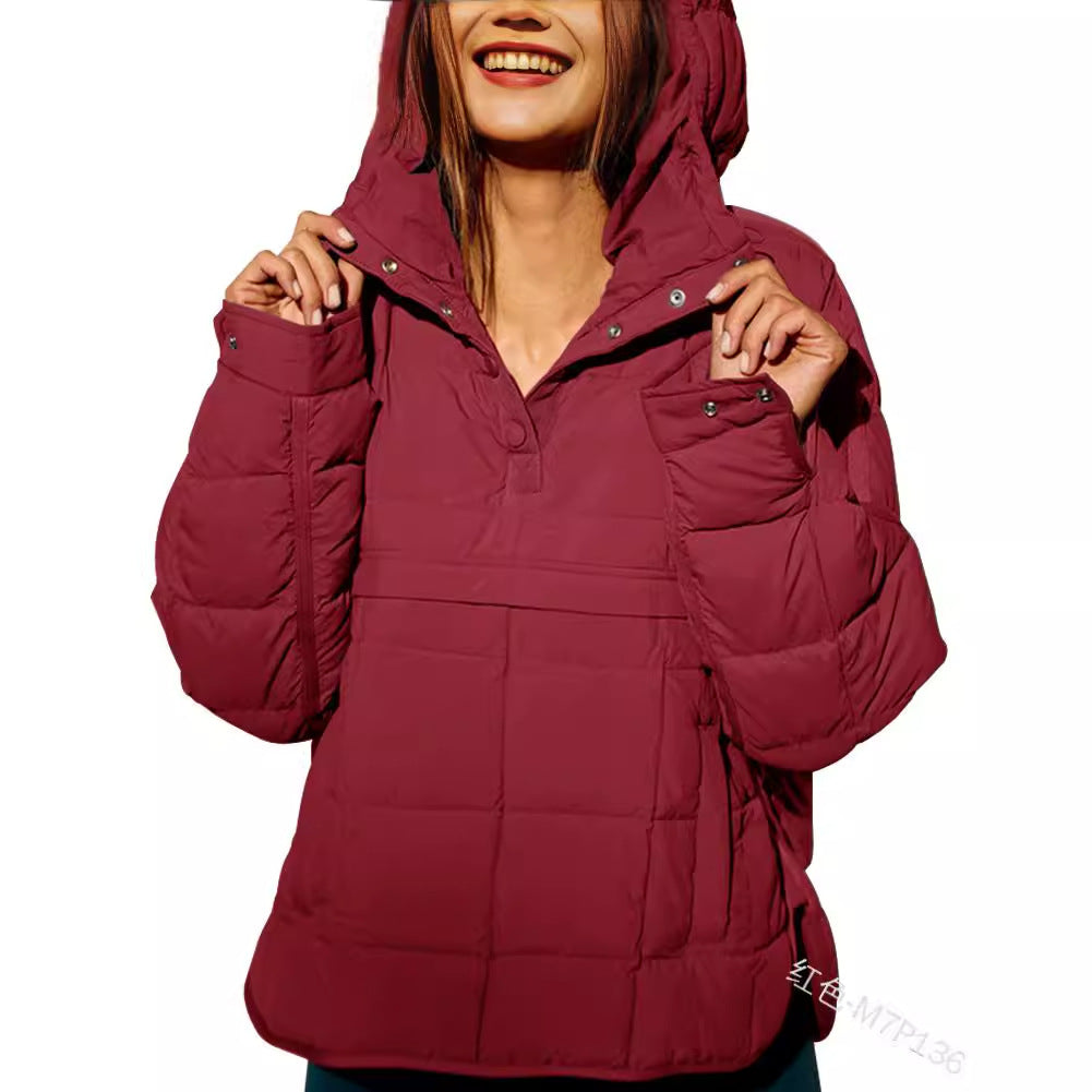 Women's Oversized Hooded Puffer Pullover Jacket