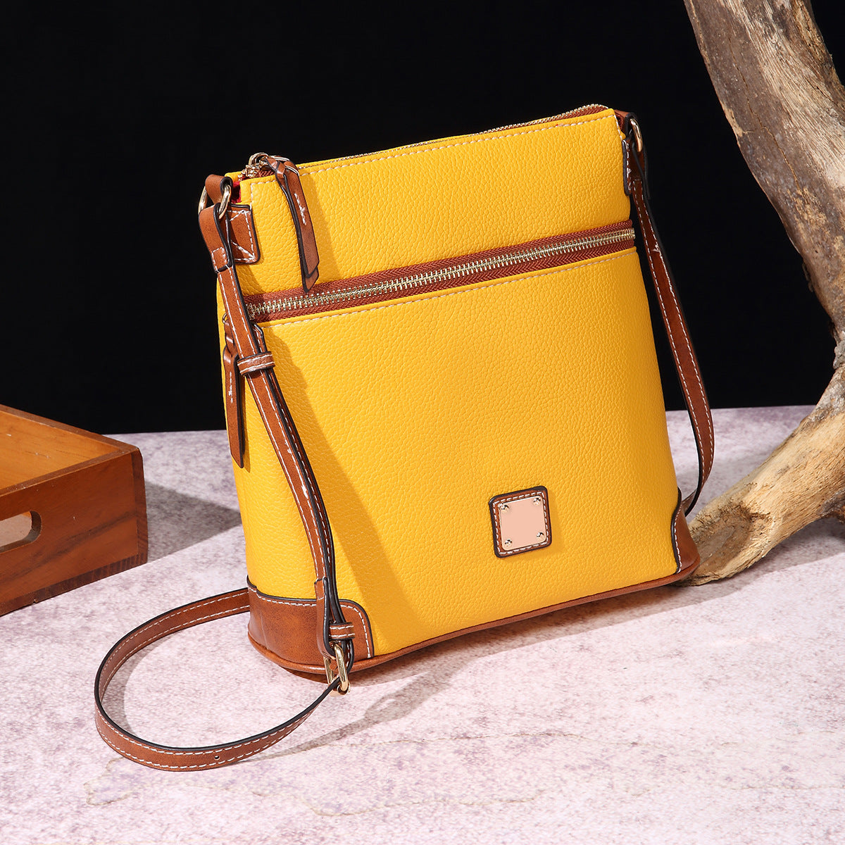 Vintage Pebbled PU Leather Crossbody Bag for Women