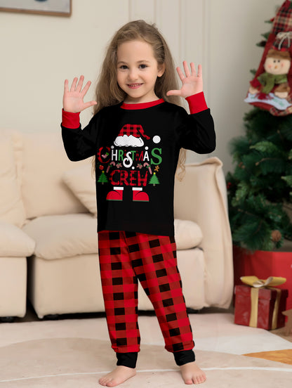 Plaid Alphabet Parent-Child Printed Christmas Pajama Set