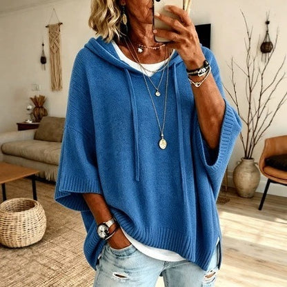 Women's Oversized Hooded Knit Sweater Drawstring Pullover