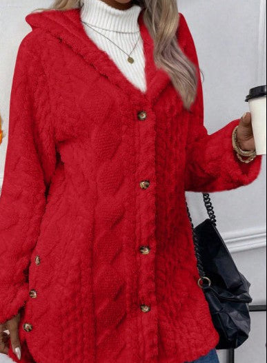 Women's Oversized Hooded Sherpa Fleece Jacket