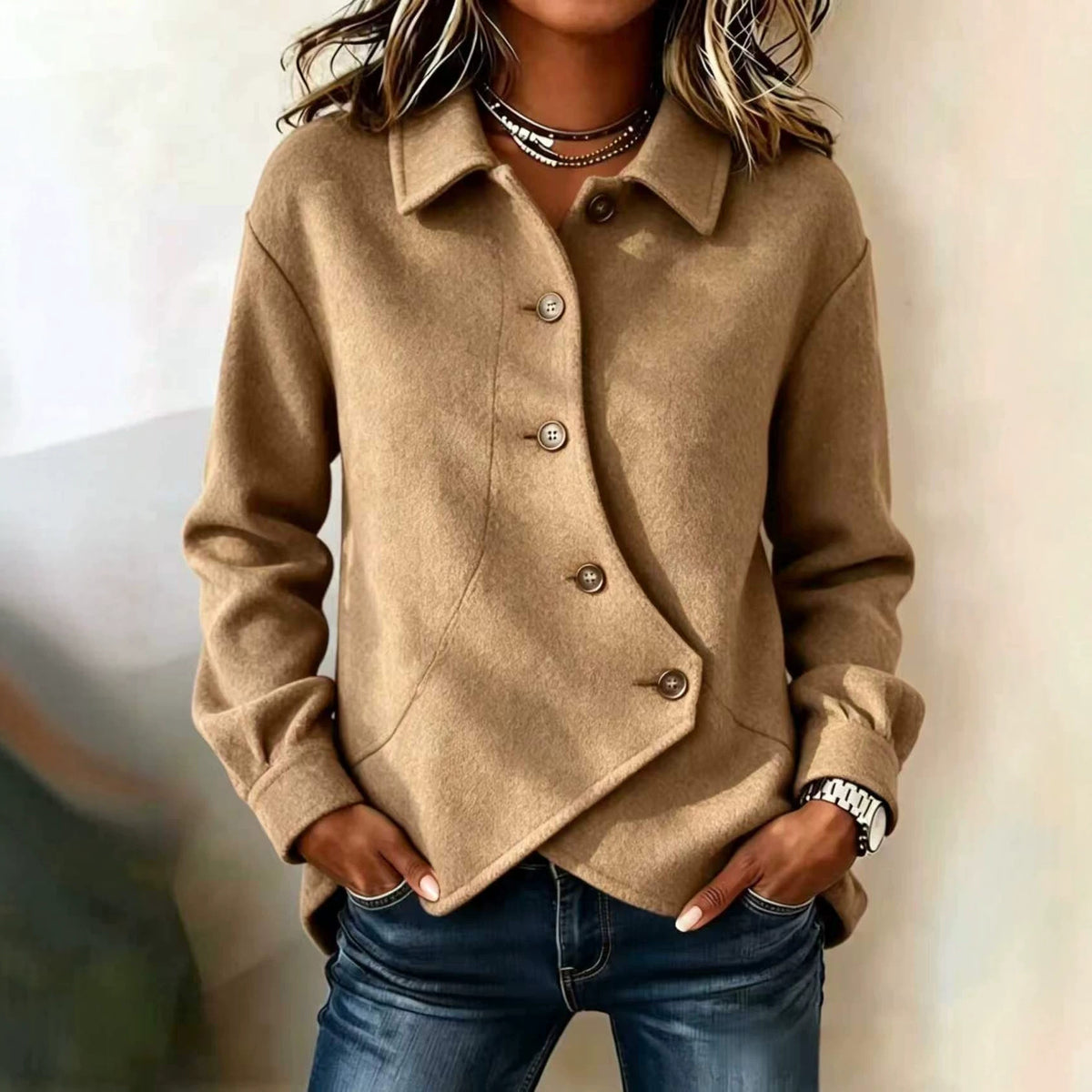 Women's Asymmetrical Button Front Shacket
