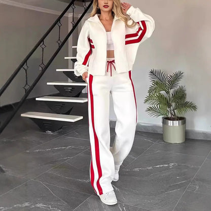 Y2K Striped Zip Up Jacket & Pants Tracksuit Set