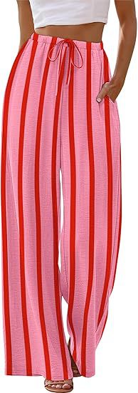 Women's Wide Leg Palazzo Pants Drawstring Waist with Pockets