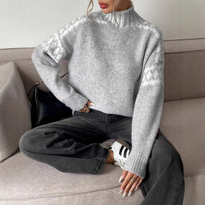 Women's Oversized Mock Neck Pullover Sweater
