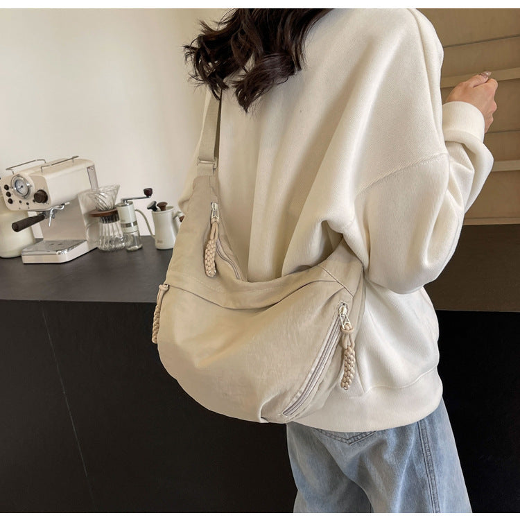 Black Crossbody Moon Sling Bag Casual Nylon Shoulder Purse