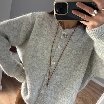 Soft Wool Blend Knit Cardigan Women Button Front Sweater