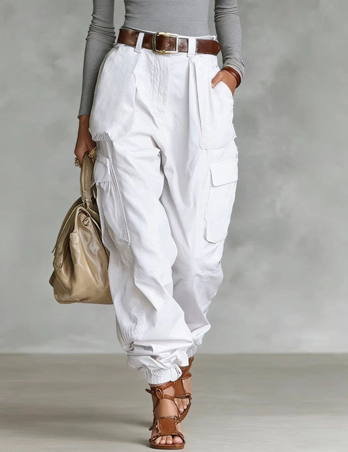 Women's Baggy Cargo Pants High Waisted Wide Leg Pockets