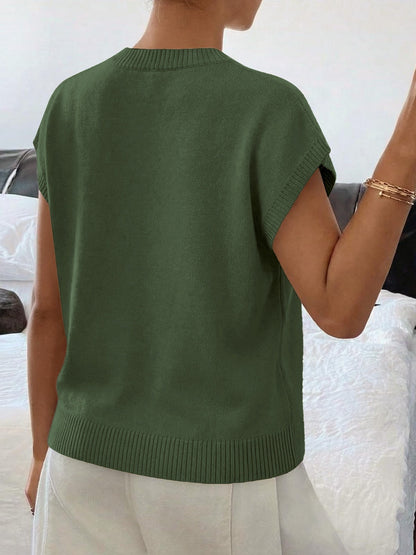 Floral Knit Sweater Short Sleeve Textured Summer Top