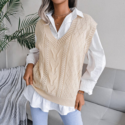 Knit Sweater Vest Women | V Neck Cable Knit Pullover