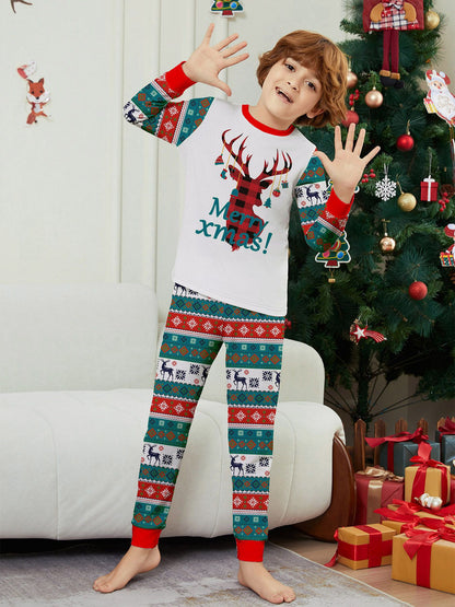 Snowflake Letter Striped Parent-child Dress Printed Christmas Pajamas