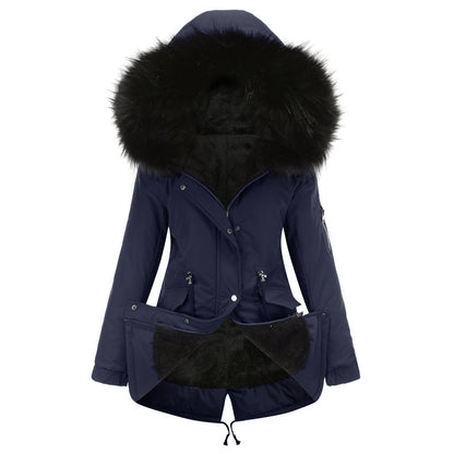 Women's Faux Fur Hooded Parka Thick Fleece Lined Coat
