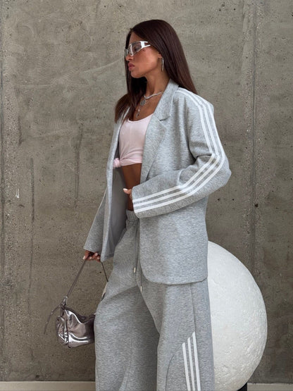 Women's Oversized Track Jacket Wide Leg Pants Matching Set