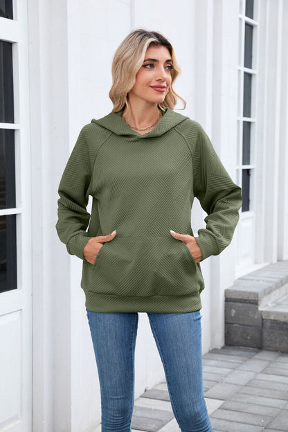 Women's Oversized Textured Hoodie Pullover with Pocket