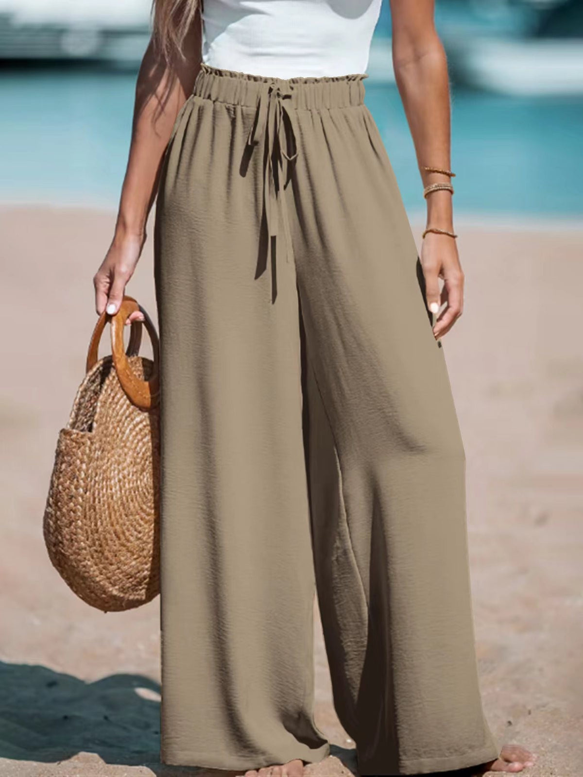 Women's High Waisted Wide Leg Drawstring Pants
