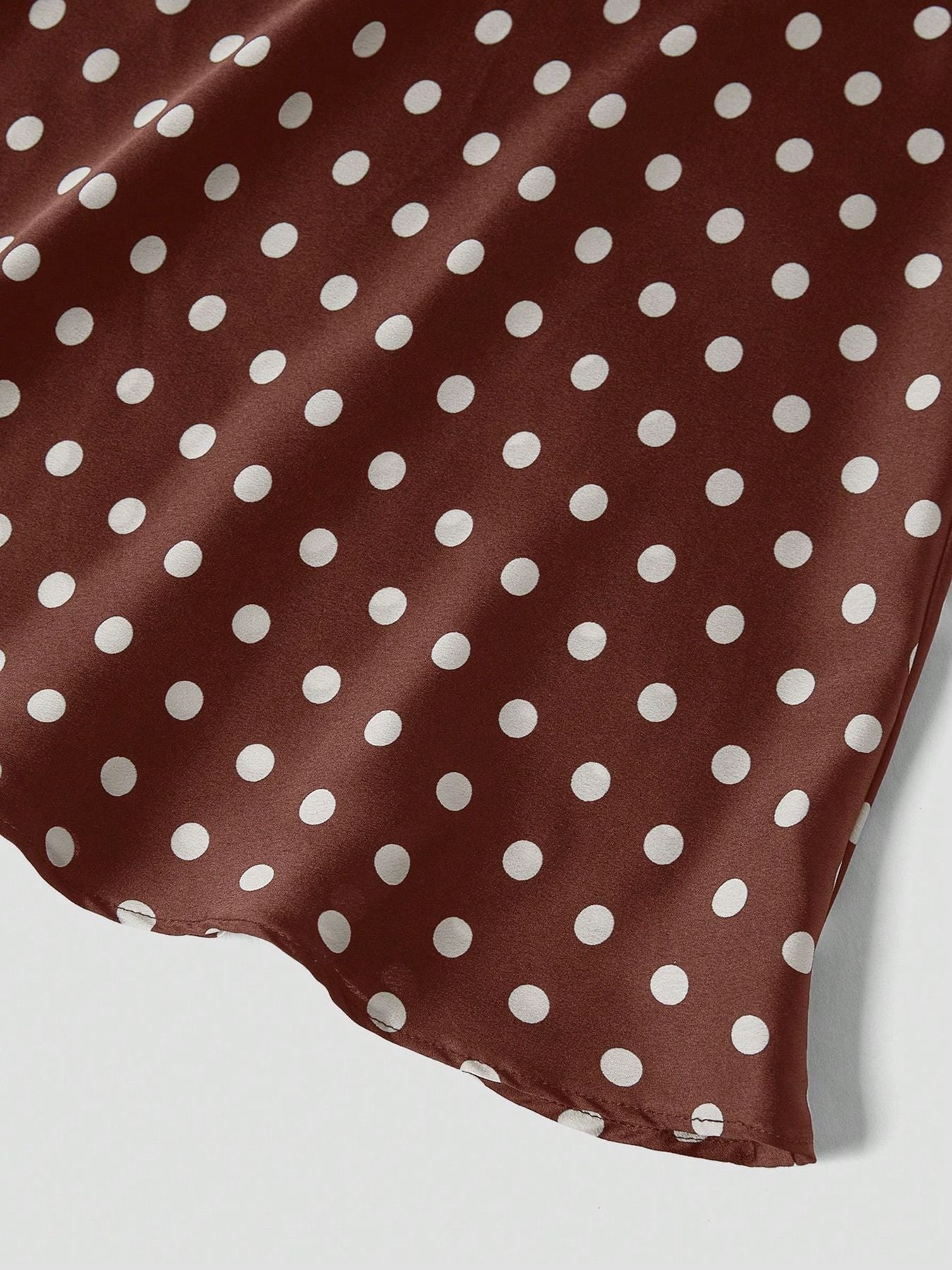 Polka Dot Satin A-Line Skirt Trendy Zip Midi Dress
