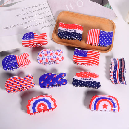 4th of July American Flag Hair Claw Clip USA