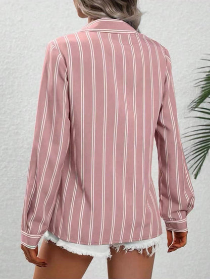 Women's Striped Long Sleeve Business Casual Shirt
