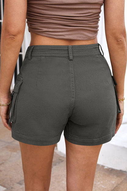 Women's High-Waisted Utility Cargo Shorts with Pockets – Trendy Summer Streetwear