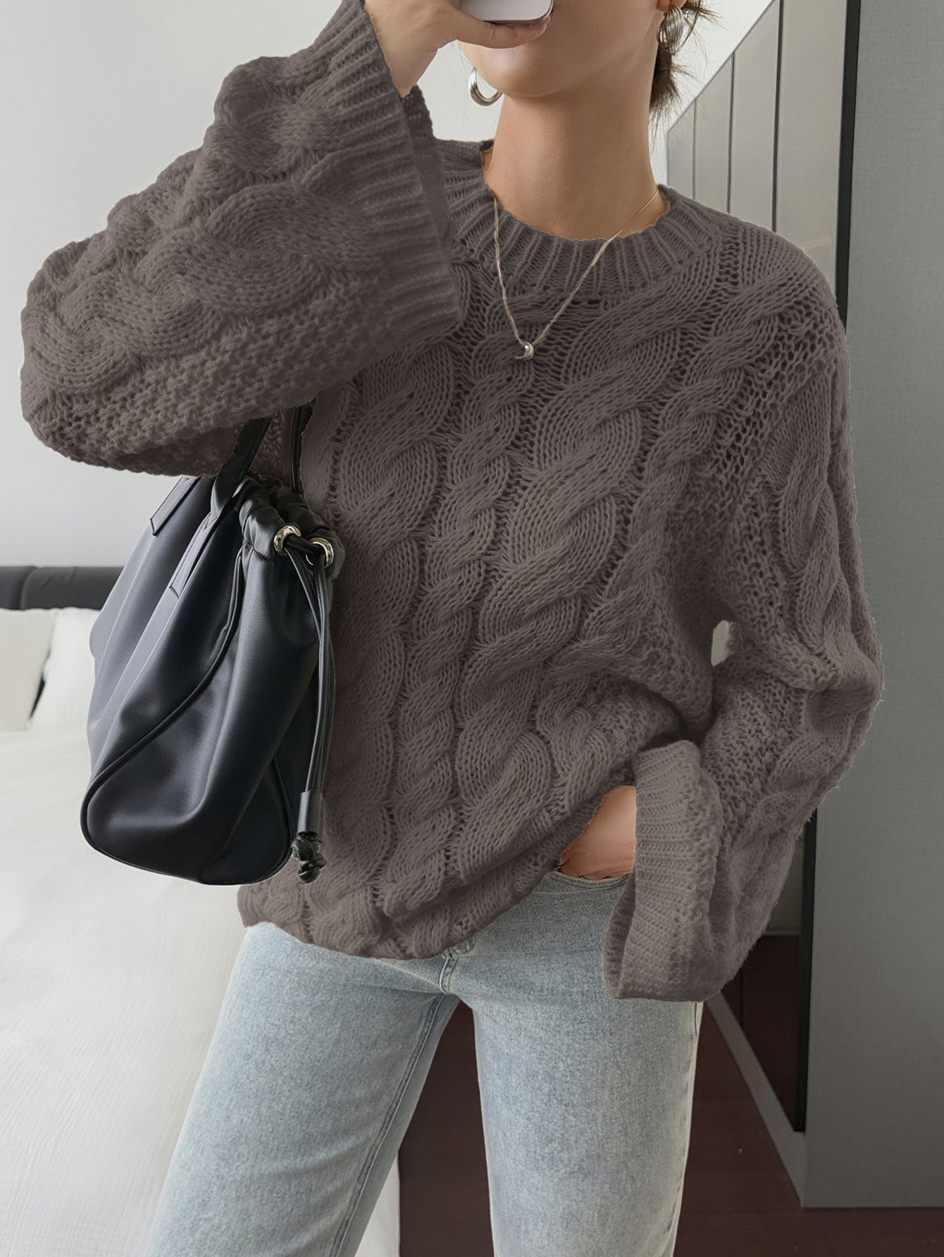Chunky Cable Knit Oversized Sweater Women