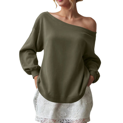 Women's Off Shoulder Sweatshirt Oversized Long Sleeve Top
